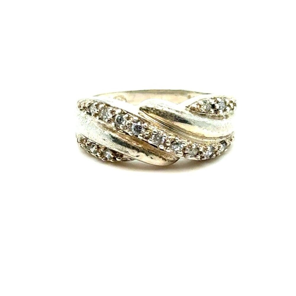 Braided Look Silver 925 Cz Ring